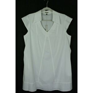 Adrienne Vittadini Dress White Cotton Style 0520 Pockets Stretch Womens 14 NEW